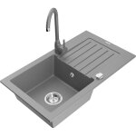 Mexen - pablo vier en granit 1 bac avec gouttoir et robinet de cuisine telma, gris - 6510 - 71 - 670200 ...