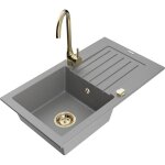 Mexen - pablo �vier en granit 1 bac avec �gouttoir et robinet de cuisine telma, gris - 6510 - 71 - 670200 ...