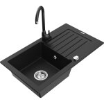 Mexen - pablo �vier en granit � 1 bac avec �gouttoir et robinet de cuisine telma, noir - 6510 - 77 - ...