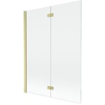Mexen - paravent de baignoire � 2 volets � gauche mist 130 x 150 cm, transparent, or bross� - 8a9 - 130 ...