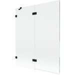 Mexen - paravent de baignoire lunar � 2 volets, gauche, 140 x 150 cm, transparent, noir - 897 - 140 - ...