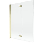 Mexen - paravent de baignoire mist, 2 volets, gauche 130 x 150 cm, transparent, dor� - 8a9 - 130 - 002 ...