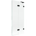 Mexen - paravent de bain lunar l 2 volets droit 80 x 150 cm, transparent, noir - 897l - 080 - 100 - 70 ...