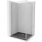 Mexen - pretoria cabine de douche battante 80 x 120 cm, transparent, chrome + receveur flat, noir - 852 ...
