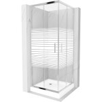 Mexen - rio cabine de douche carre 80 x 80 cm, bandes, chrome + receveur rio, blanc - 860 - 080 - 080 ...