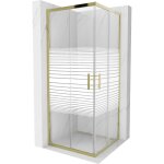 Mexen - rio cabine de douche carre 80 x 80 cm, bandes, dore - 860 - 080 - 080 - 50 - 20