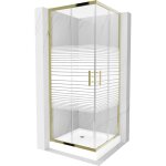 Mexen - rio cabine de douche carre 80 x 80 cm, bandes, or + receveur rio, blanc - 860 - 080 - 080 - ...