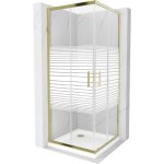 Mexen - rio cabine de douche carr�e 80 x 80 cm, rayures, or + receveur plat, blanc - 860 - 080 - 080 ...
