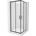 Mexen - rio cabine de douche carr�e 80 x 80 cm, verre d�poli, noir + receveur flat, blanc - 860 - 080 ...