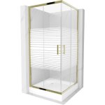 Mexen - rio cabine de douche carr�e 90 x 90 cm, bandes, dor�e + receveur rio, blanc - 860 - 090 - 090 ...