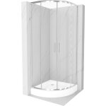 Mexen rio cabine de douche semi - circulaire 80 x 80 cm, transparent, chrome + bac de douche rio, blanc ...