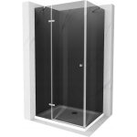 Mexen - roma cabine de douche pivotante 90 x 120 cm, graphite, chrome + receveur flat, blanc - 854 - ...