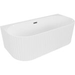 Mexen - sella baignoire �lot contre le mur rainur�e 150 x 75 cm, blanc brillant, trop - plein gris canon ...
