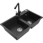 Mexen tomas �vier composite 2 bacs avec mitigeur duero, noir / argent m�tallis� - 6516 - 73 - 671600 ...