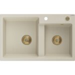 Mexen - tomas évier en granit à 2 cuves 800 x 500 mm, beige, siphon or - 6516802000 - 69 - g Mexen - tomas évier en granit à 2 cuves 800 x 500 mm, beige, siphon or - 6516802000 - 69 - g