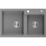 Mexen tomas évier en granit à 2 cuves 800 x 500 mm, gris, siphon chrome - 6516802000 - 71 Mexen tomas évier en granit à 2 cuves 800 x 500 mm, gris, siphon chrome - 6516802000 - 71