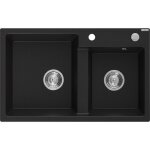 Mexen tomas évier en granit à 2 cuves 800 x 500 mm, noir, siphon chrome - 6516802000 - 77 Mexen tomas évier en granit à 2 cuves 800 x 500 mm, noir, siphon chrome - 6516802000 - 77