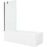 Mexen - vega baignoire rectangulaire 160 x 70 cm avec tablier et paroi 1 volet 80 cm, transparent, noir ...