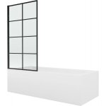 Mexen - vega baignoire rectangulaire 170 x 70 cm avec tablier et paroi 1 volet 70 cm, motif noir - 550117070x9 ...