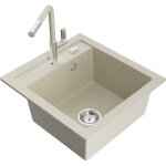 Mexen - vito vier en granit  1 cuve avec robinet mlangeur flora, beige - 6503 - 69 - 670401 - 09