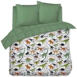 Altobuy - mezo - couette imprim�e motifs dinosaures 240x220 cm + 2 taies d'oreiller 60x60 cm