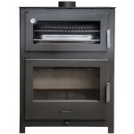 Mf - po�le � bois avec four nadia 13, 4 kw en acier avec vision panoramique, chambre en vermiculite et ...