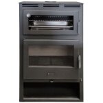 Mf - po�le � bois avec four et turbines nadia 13, 4 kw avec vision panoramique, four r�fractaire et commande ...