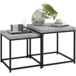 Mh - lot de 2 tables basses gigognes carr�es encastrables