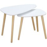 Mh - lot de 2 tables basses gigognes cosenza blanc et bois Mh - lot de 2 tables basses gigognes cosenza blanc et bois