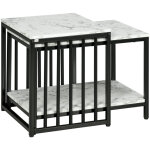 Mh - lot de 2 tables basses nikos noir et aspect marbre Mh - lot de 2 tables basses nikos noir et aspect marbre