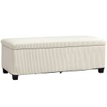Mh - banc coffre velours c�tel� aster beige