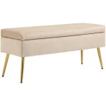Mh - banquette coffre art d�co pairy beige et or