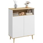 Mh - buffet scandinave 2 portes �tag�re niche blanc aspect ch�ne clair