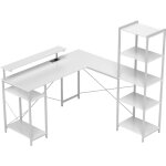Mh - bureau d'angle design contemporain multi - rangement m�tal panneaux blanc