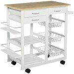 Mh - chariot de cuisine desserte diadema blanc et aspect bois Mh - chariot de cuisine desserte diadema blanc et aspect bois