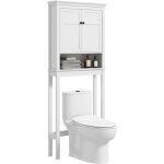 Mh - meuble wc meuble dessus toilettes style classique chic 2 portes �tag�re niche blanc