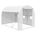 Mh - serre de jardin tunnel 6 m acier bche pe haute densit blanc