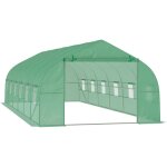 Mh - serre tunnel grande taille 24 m� acier galvanis� 12 fen�tres 1 porte vert