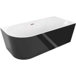 Mia baignoire freestanding d'angle droite 160 x 75 cm, blanche / noire, trop - plein en or rose - 52691607575p ...