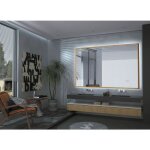 Mice collection - miroir avec lumi�re led pour salle de bain, chambre r�tro�clair� avec verre superpos� ...