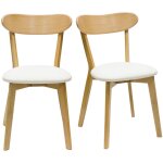 Miliboo - chaises vintage en bois clair chêne et tissu effet laine bouclée blanc (lot de 2) dove Miliboo - chaises vintage en bois clair chêne et tissu effet laine bouclée blanc (lot de 2) dove