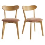Miliboo - chaises vintage en bois clair chne et tissu effet velours terre brle (lot de 2) dove