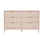 Miliboo - commode rose poudr et mtal dor 6 tiroirs l120 cm giana