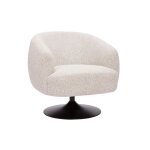 Miliboo - fauteuil pivotant en tissu effet bouclette beige et m�tal noir bowie