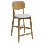 Miliboo - tabouret de bar en bois clair chêne massif et tissu beige h65 cm lucia Miliboo - tabouret de bar en bois clair chêne massif et tissu beige h65 cm lucia