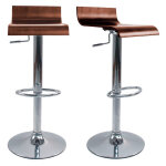 Tabourets de bar design bois foncé noyer et acier chromé (lot de 2) surf v2 Tabourets de bar design bois foncé noyer et acier chromé (lot de 2) surf v2
