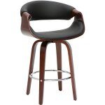 Miliboo - tabouret de bar design noir et bois fonc� 65 cm aramis