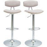 Miliboo - tabourets de bar design r�glables en tissu effet velours textur� beige et m�tal (lot de 2) ...