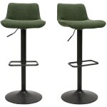 Miliboo - tabourets de bar r�glables pivotants 360� en tissu vert kaki et m�tal noir (lot de 2) boost ...