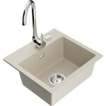 Milo �vier en granit � 1 cuve avec robinet m�langeur telma, beige - 6505 - 69 - 670200 - 00 - mexen